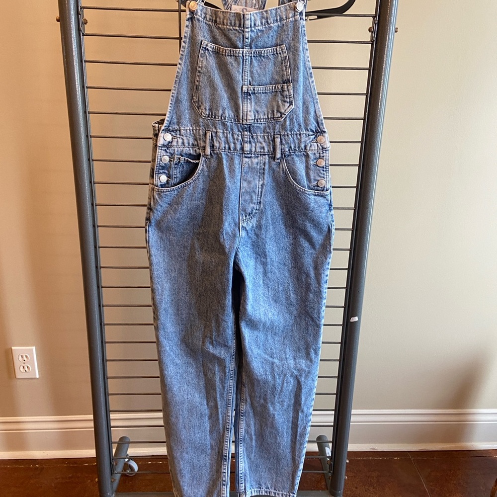 Free People Blue Denim Overalls
